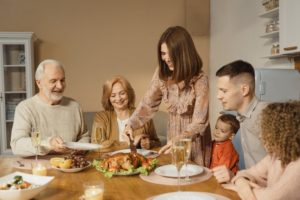 Multigenerational Family having Thanksgiving dinner